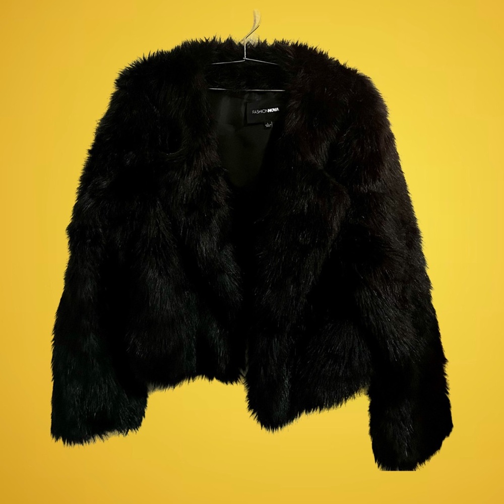 Cozy Winter Black Faux Fur Coat